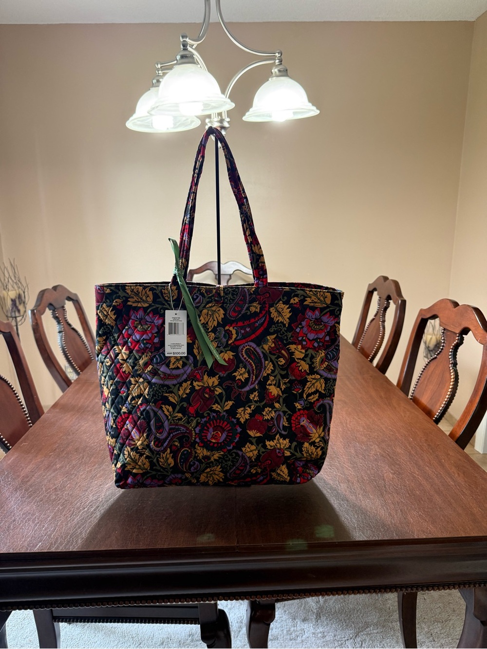 Vera Bradley Original Tote in Midnight Garden Paisley
